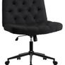 Mid-Back Cross-legged Desk Chair, Vanity Chair Dressing Table With Armless Seat for Home Office, Living Room, Bedroom Black Image 2