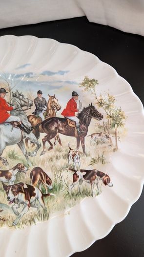 F Gray & Sons Fox Hunting 31cm Oval Platters Horse & Hound Vintage