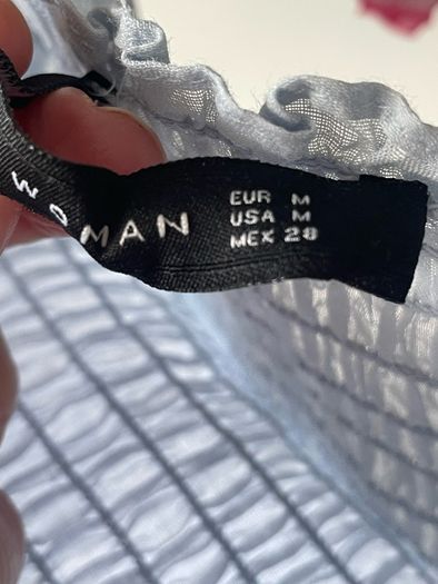 top zara light blue off shoulder top medium