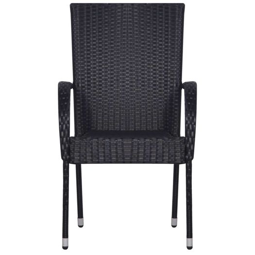 7 Piece Garden Dining Set Poly Rattan Black