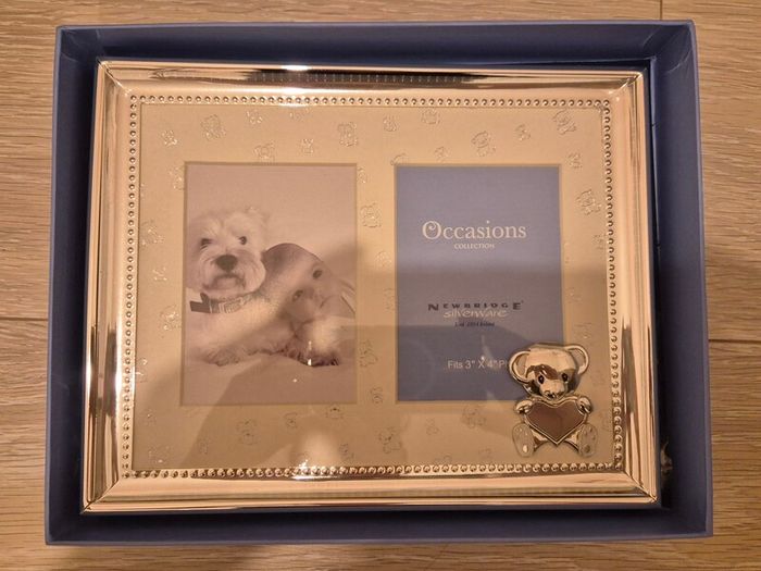 Newbridge silverware baby double photo frame
