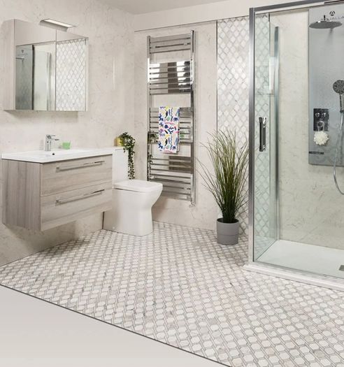 Ilford Bianco Carrara Marble Mosaic 28x31cm