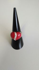Sterling silver red heart zirconia ring