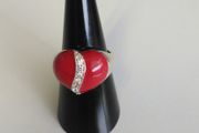 Sterling silver red heart zirconia ring