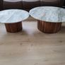 Set of 2 Acacia & Stone Side Tables Image 3
