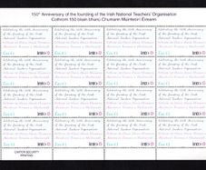 2018 Ireland The 150th Anniversary of the INTO - Irish National Teachers' Organisation Commemorative Stamp Sheetlet Plate 1A1A1A1A  Mint Never Hinged (MNH)