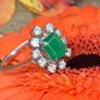 Beautiful 1970s Emerald & Diamond Ring - 18ct White Gold Image 3