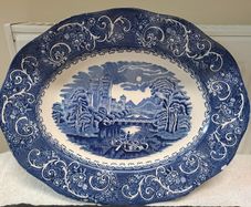 Staffordshire River Scene oval platter