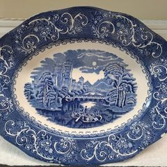 Staffordshire River Scene oval platter
