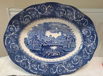 Staffordshire River Scene oval platter
