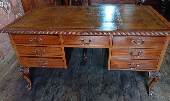 A Chippendale style mahogany Partners Desk