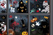 Decorations Window Stickers 164 Pcs / 15 Sheets, Halloween Window Clings Double Side Stickers Reusable Window Decorations Witch Spider Bat Cat Pumpkin Ghost
