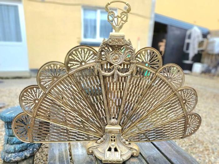 1960/70s Brass Peacock Firescreen