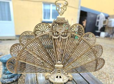 1960/70s Brass Peacock Firescreen