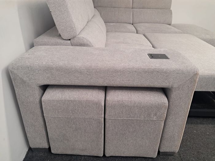New Light Grey Corner Sofa bed with Charger Point
