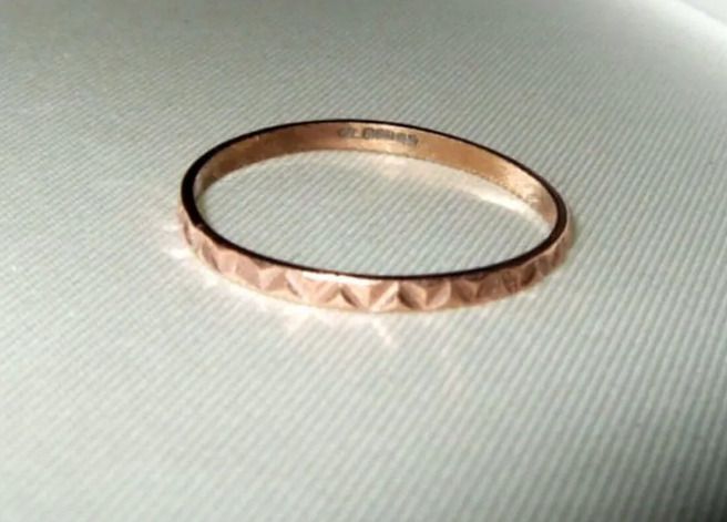 Vintage Hallmarked 9k Rose Gold Geometric Ring