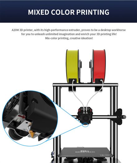 A20M 3d printer multi color Dual Extruder & Z axis, High Precision DIY Kit 3D printing machine, Filament Detector