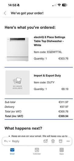 ElectriQ XL Mini Table Top Dishwasher White