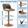 Bar Stools Set of 2, Boho Colorful Patchwork Barstools, Adjustable Swivel Counter Stools Faux Leather Upholstered Counter Chairs with Hollow Back, Bar Chair for Kitchen Island, Tan Image 5