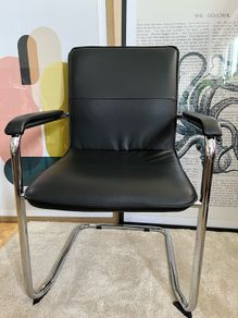 TC Office "Pavia" Cantilever Executive Chair Black Leather & Chrome