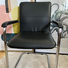 TC Office "Pavia" Cantilever Executive Chair Black Leather & Chrome
