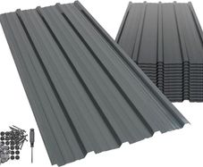 14-Pack Corrugated Metal Roofing Sheets Anthracite - Galvanised Steel Waterproof Rust-Resistant Heavy Duty Panels 110x46cm for Shed Outbuilding Shelter Roof Repair