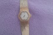 ladies vintage Rovada Quartz yellow gold  wrist watch designed with Tara brooch on strap