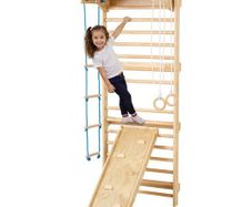 Swedish Ladder Wall Gym 5-in-1 Wooden Indoor Playground & Climbing Set