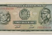 Peru 5 Soles De Oro 1974 Banknote