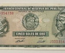 Peru 5 Soles De Oro 1974 Banknote