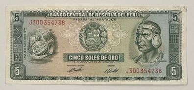 Peru 5 Soles De Oro 1974 Banknote