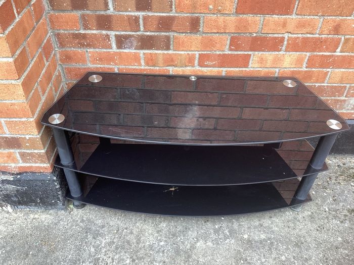 Tv Black Glass Table, 3 Tier in perfect condition