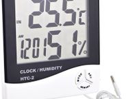 main image for ad Lcd Electronic Thermometer With Internal And External Temperature And Humidity Measurement With Clock, Date And Alarm