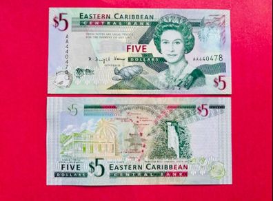 East Caribbean States. 5 Dollars  2008   ( Uncirculated )