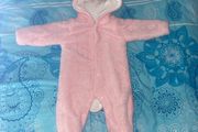 fluffy pink baby girl pramsuit as new