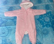 fluffy pink baby girl pramsuit as new