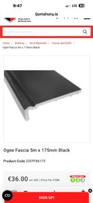 Black ogee  Fascia 5m x 175mm Black and Guter and soffit down pipe