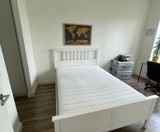 IKEA HEMNES Bed frame with mattress, white stain Valevag medium firm, Standard King