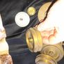 17 Old Pulley Wheels and 5 Plates, alot are brass Image 8