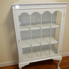 White display cabinet with glass door and shelves