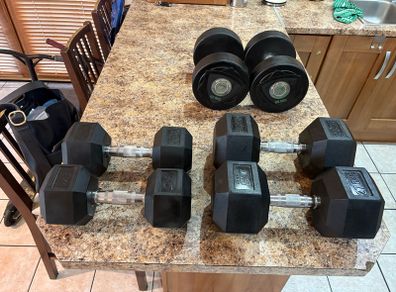 Rubber Hex / Round Dumbbells , Cheap!