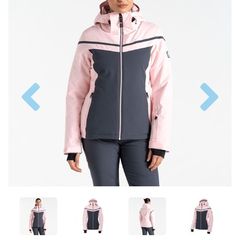 Dare2b Women's Flurry Ski Jacket | Rose Pink & Grey size uk18