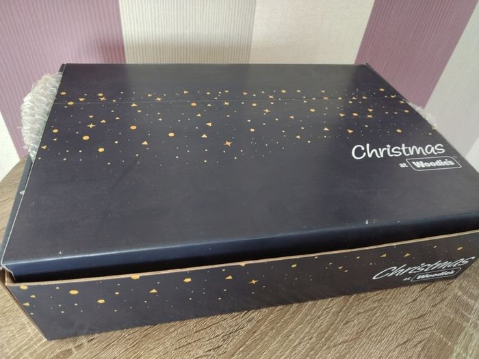 Box of x12 Gold Speckle Geometric Style Glass Christmas Baubles