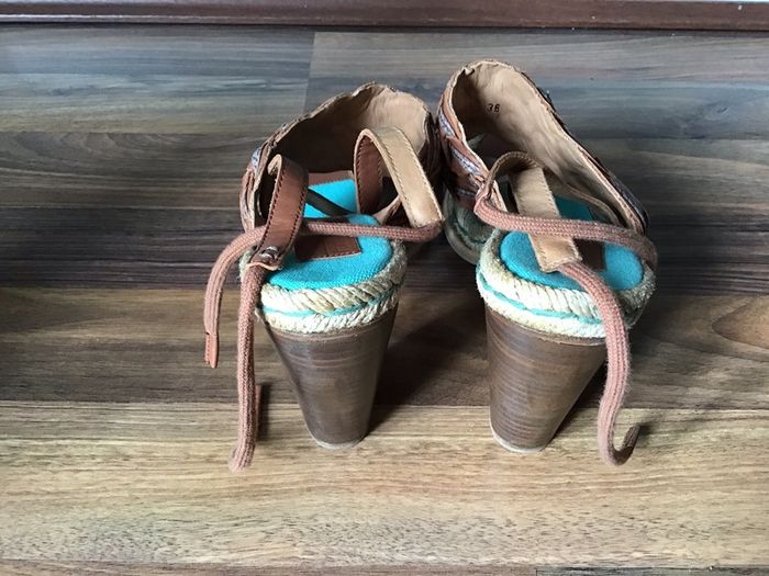 Ladies Camper Tan Leather High Heel Sandal Size 36