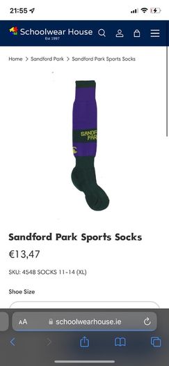 Sandford Park sports socks
