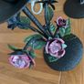 Candlesticks - Pair Black Metal Roses Image 5