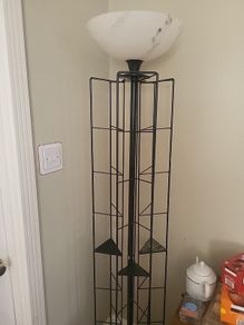 Floor standing lamp with built in CD wrack