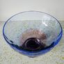 Vintage Cobalt Blue Glass Decorative Footed Bowl. Image 2