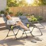 Zero Gravity Chairs Set of 2, Folding Sunloungers Reclining Garden Chairs with Cup Holder, Headrest, Dark Grey Image 9