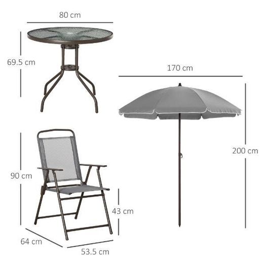 6 Piece Patio Dining Set with Parasol